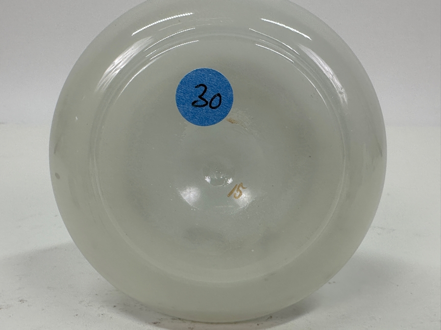 Antique Opaline Glass: White & Blue Perfume Bottle With Mushroom Top Stopper, Gold Decorations And Applied Snake Chips In Stopper 6'H Appraised $225 [Photo 10]