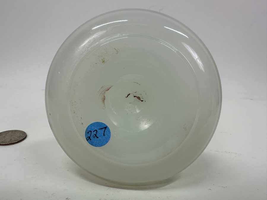 Antique Opaline Glass: White & Green Perfume Bottle With Mushroom Top Stopper, Gold Decorations And Applied Snake 7'H Client Paid $510 [Photo 5]