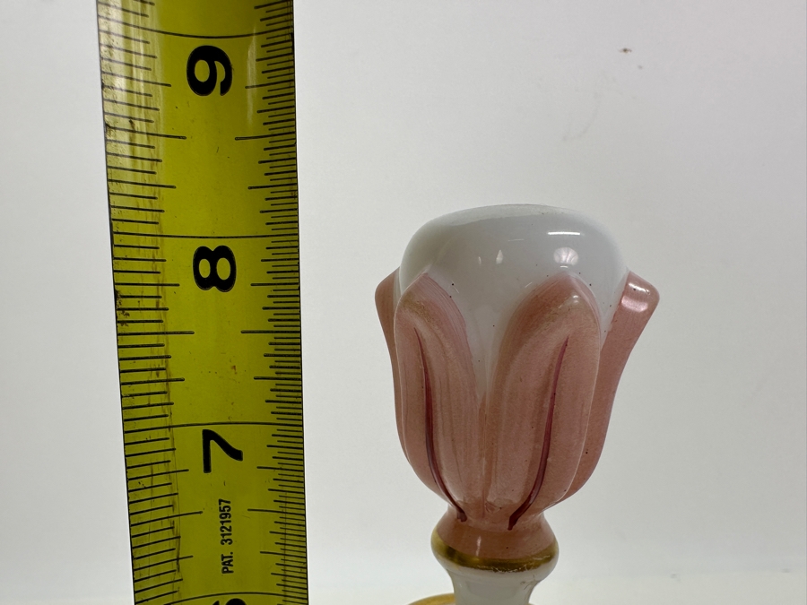 Antique Opaline Glass: Pink & White Perfume Bottle With Stopper And Gold Decor 8'H Client Paid $231 [Photo 7]