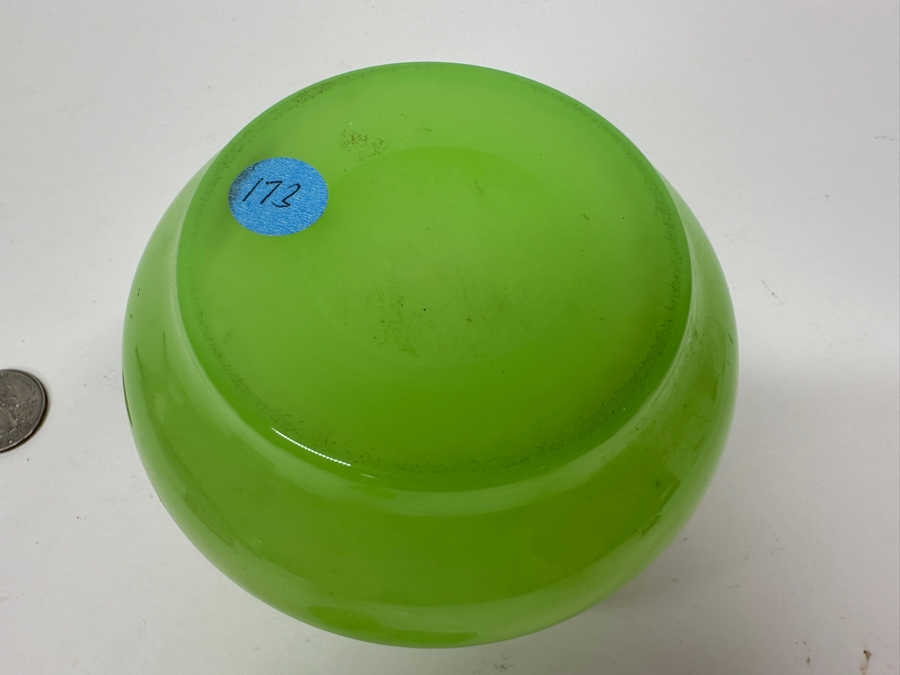 Antique Opaline Glass: Green Perfume Bottle With Stopper And Gold Decor 5.5'H Appraised $210 [Photo 5]