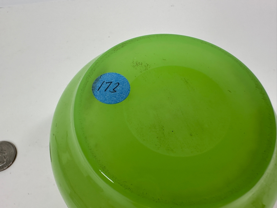 Antique Opaline Glass: Green Perfume Bottle With Stopper And Gold Decor 5.5'H Appraised $210 [Photo 6]