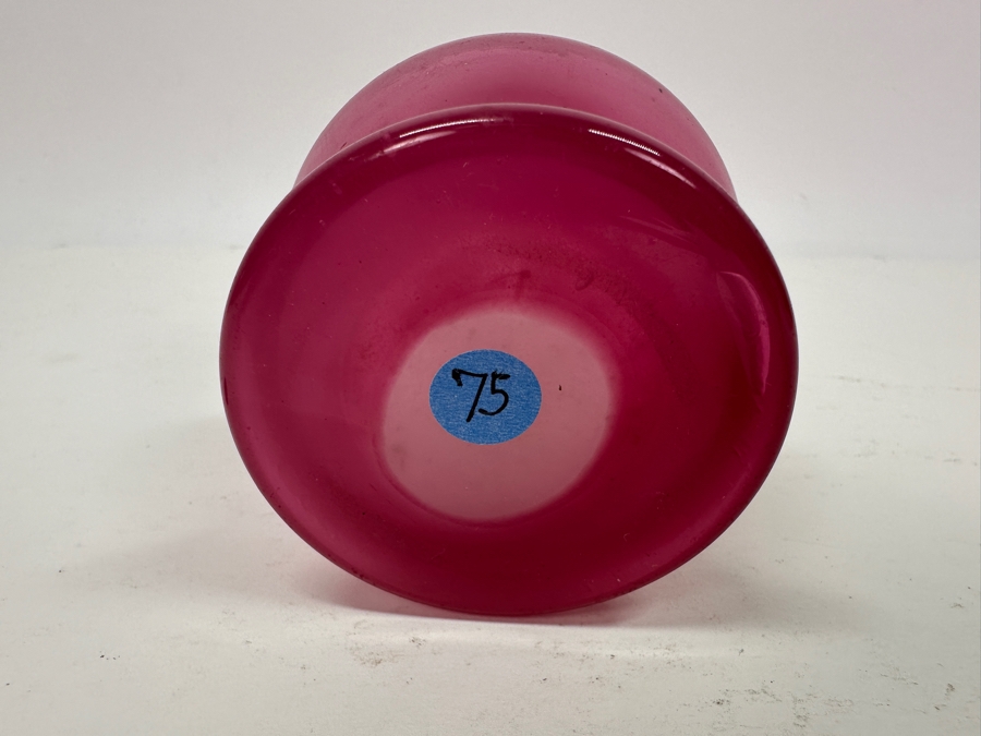 Antique Opaline Glass: Pink Perfume Bottle With Hortensia Gold Stopper French 4.5'H Appraised $275 [Photo 7]