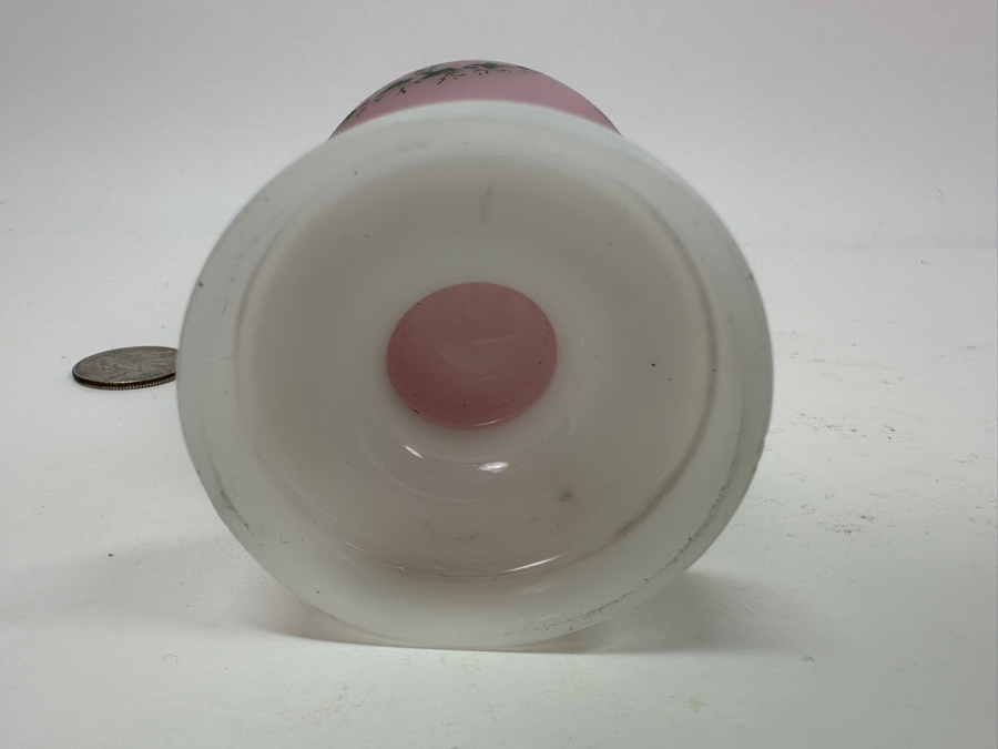 Antique Opaline Glass: Pink & White Decorated Cup 4.25'H [Photo 6]