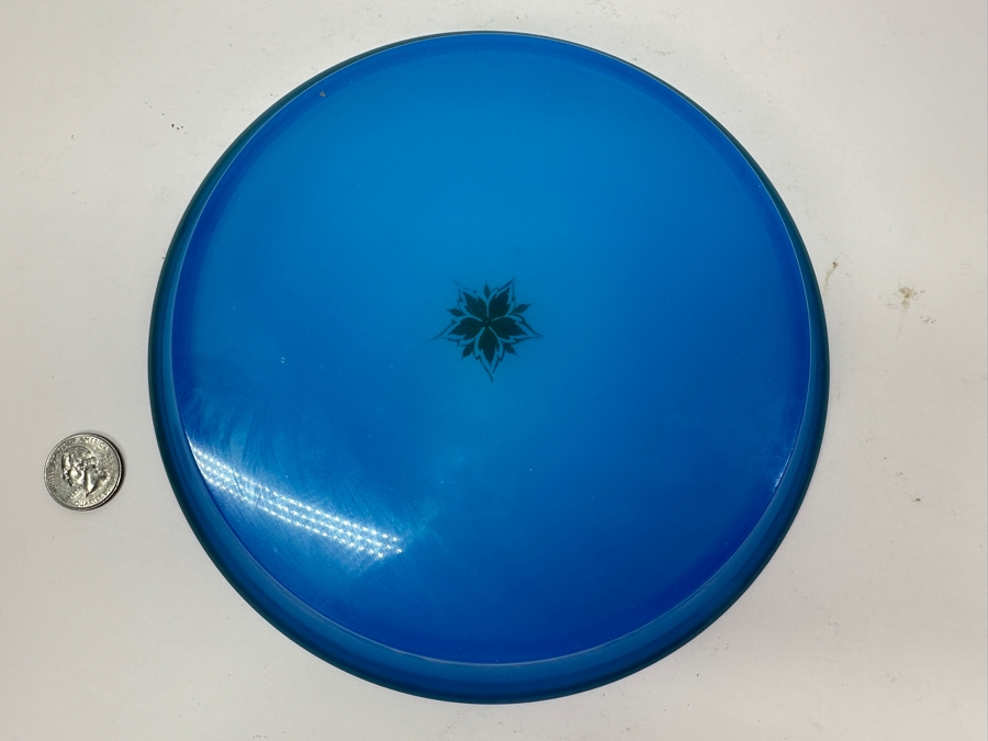 Antique Opaline Glass: Round Blue Tray With Gold Decor 8.5'H Appraised $200 [Photo 5]