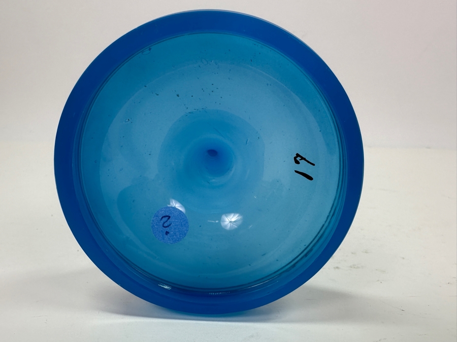 Antique Opaline Glass: Blue Vase With Gold Decor 10.25'H [Photo 5]