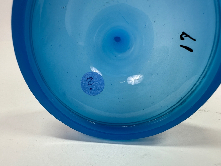 Antique Opaline Glass: Blue Vase With Gold Decor 10.25'H [Photo 6]