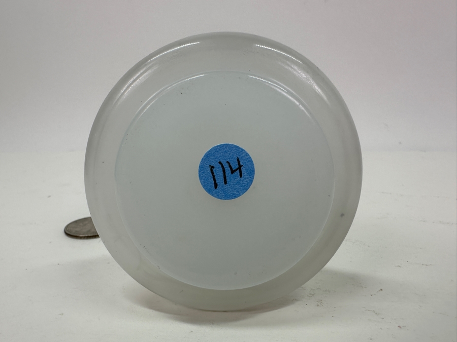 Antique Opaline Glass: White Bud Vase With Blue & Gold Decor 4.25'H Appraised $45 [Photo 4]