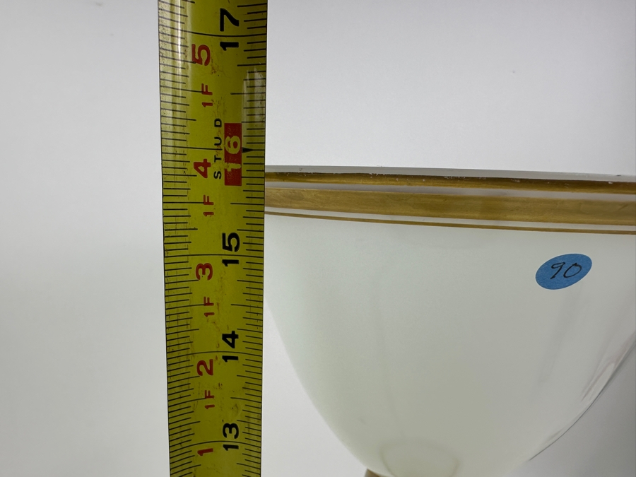 Antique Opaline Glass: Very Tall White & Gold Chalice 16'H Chips In Base Appraised $275 [Photo 11]