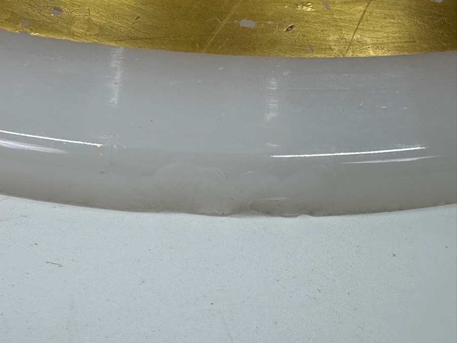 Antique Opaline Glass: Very Tall White & Gold Chalice 16'H Chips In Base Appraised $275 [Photo 6]