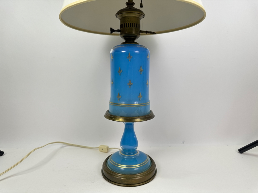 Frederick Cooper Blue Glass With Gold Decor Table Lamp 30'H [Photo 4]