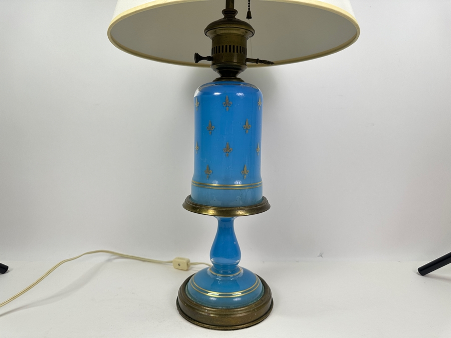 Frederick Cooper Blue Glass With Gold Decor Table Lamp 30'H [Photo 3]