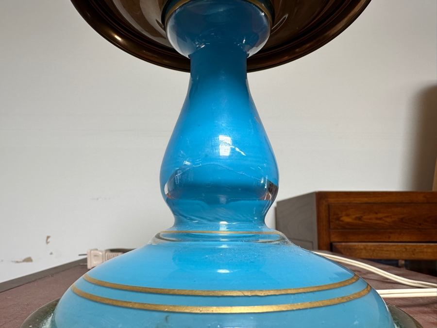 Frederick Cooper Blue Glass With Gold Decor Table Lamp 30'H [Photo 8]