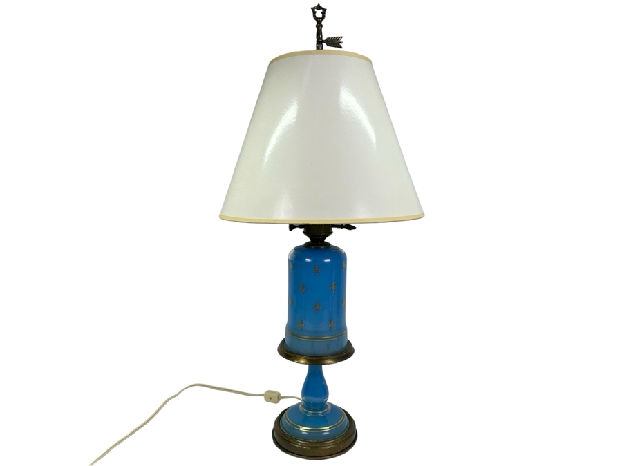 Frederick Cooper Blue Glass With Gold Decor Table Lamp 30'H [Photo 2]