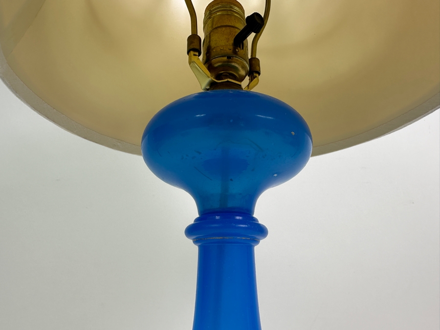Vintage Opaline Glass Blue Table Lamp 20'H [Photo 4]