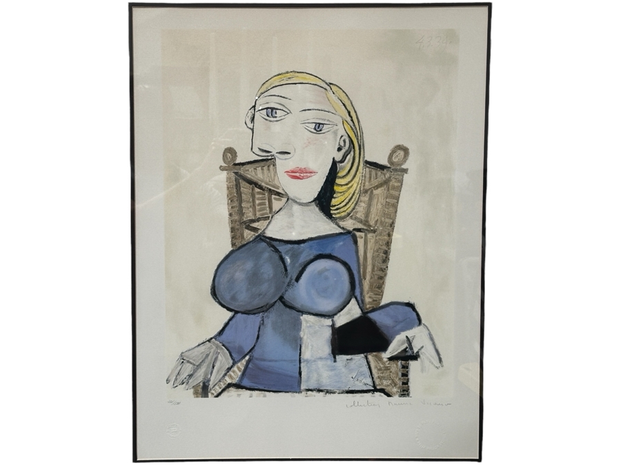 Pablo Picasso (1881-1973) Femme Blonde Au Fauteuil D'Osier Lithograph On Arches Paper Limited And Numbered 221 Of 500 Hand Signed By Marina Picasso (Approved By The Heirs Of Pablo Picasso) 20.5 X 27 Framed 28.5 X 34