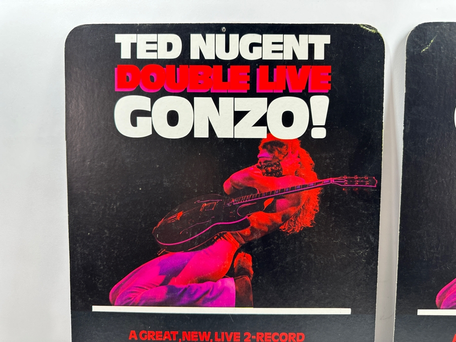Vintage Pair Of Ted Nugent Double Live Gonzo! Record Store Promotional Cardboard Posters Double-Sided 12 X 22 [Photo 2]