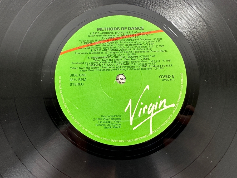 Various Artists - Methods Of Dance Virgin Records OVED 5 Vinyl Record UK Import [Photo 6]