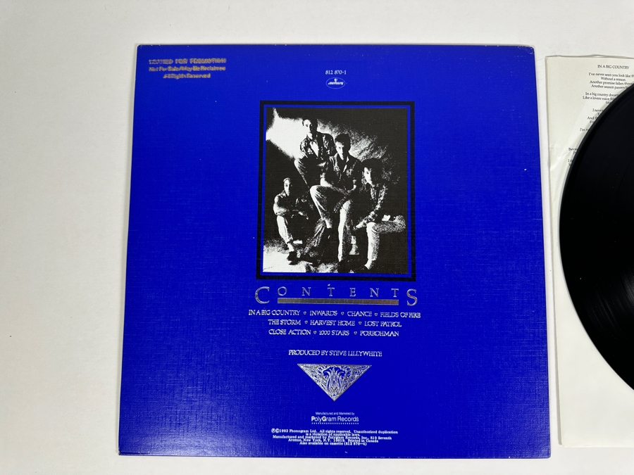 Big Country - The Crossing Mercury Records 812 870-1 M-1 Vinyl Record 1983 Promo Copy [Photo 3]