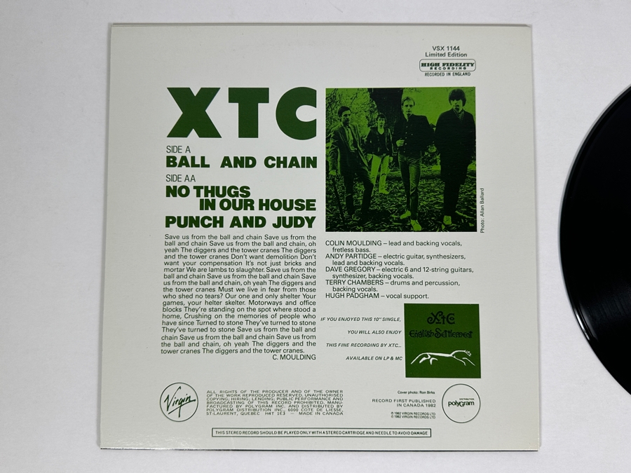 Limited Edition XTC - Ball and Chain Virgin Records VSX 1144 Vinyl Record 1982 [Photo 5]
