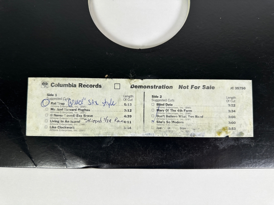 The Boomtown Rats - A Tonic For the Troops Columbia Records JC 35750 Vinyl Record 1979 Promo Copy [Photo 2]