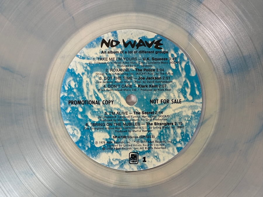 Various Artists - No Wave A&M Records SP-4738 Vinyl Record 1978 Promo Copy Blue Water [Photo 5]