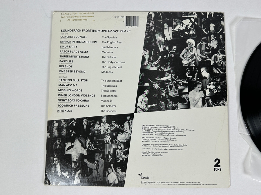 Various Artists - Dance Craze Chrysalis Records CHR 1299 Vinyl Record 1981 Promo Copy [Photo 3]
