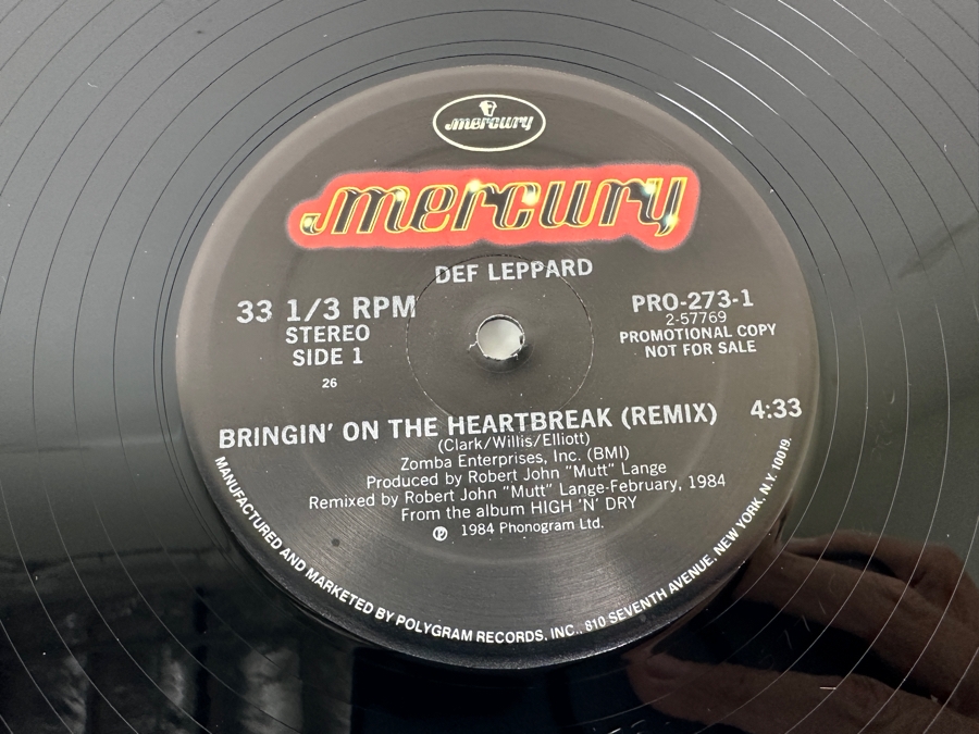 Def Leppard Bringin' On The Heartbreak / Me & My Wine Mercury Vinyl Record PRO-273-1 1984 Promo Copy [Photo 8]
