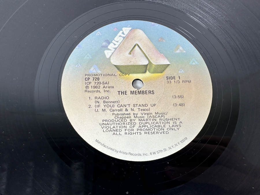 The Members Radio CP-720 Arista Vinyl Record 1982 Promo Copy [Photo 6]