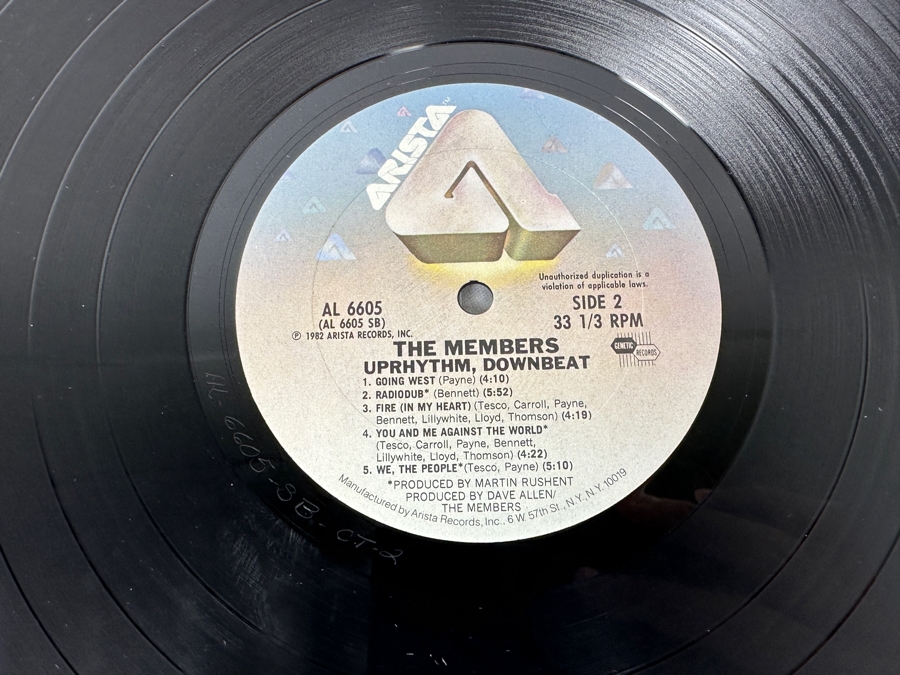 The Members Uprhythm, Downbeat AL 6605 Arista Vinyl Record 1982 Promo Copy [Photo 8]