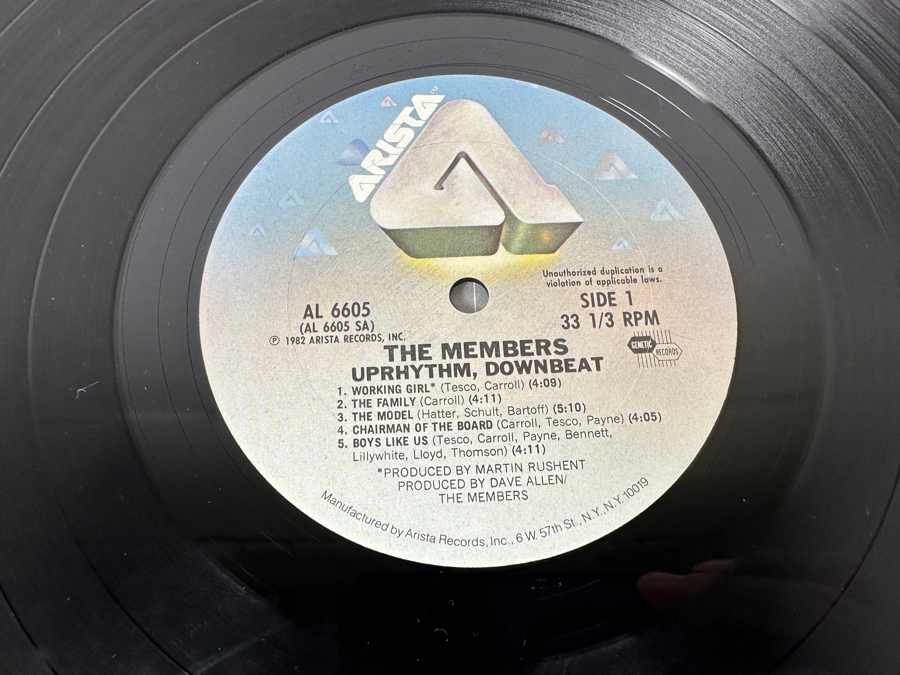 The Members Uprhythm, Downbeat AL 6605 Arista Vinyl Record 1982 Promo Copy [Photo 6]