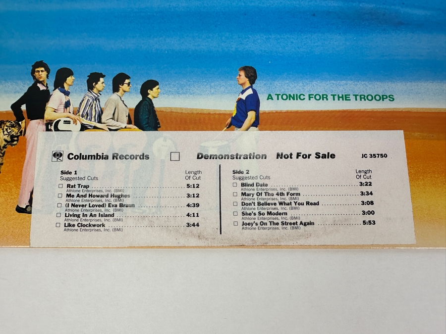 The Boomtown Rats - A Tonic For The Troops JC 35750 Columbia Vinyl Record 1979 Promo Copy [Photo 3]
