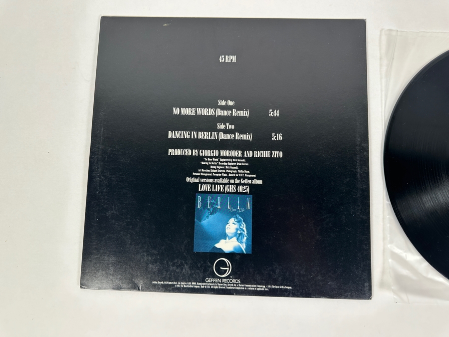 Berlin - No More Words / Dancing In Berlin Maxi Single 45 RPM 0-20195 Geffen Records Vinyl Record 1984 Promo Copy [Photo 4]