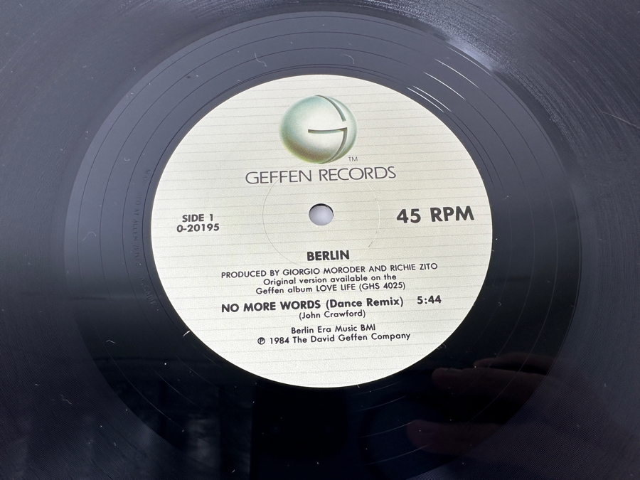 Berlin - No More Words / Dancing In Berlin Maxi Single 45 RPM 0-20195 Geffen Records Vinyl Record 1984 Promo Copy [Photo 6]