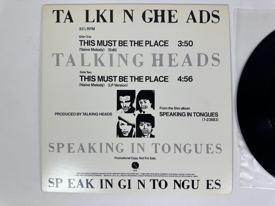 Talking Heads - This Must Be The Place (Naive Melody) PRO-A-2101 SIRE Records 12' Vinyl Record 1983 Promo Copy [Photo 2]