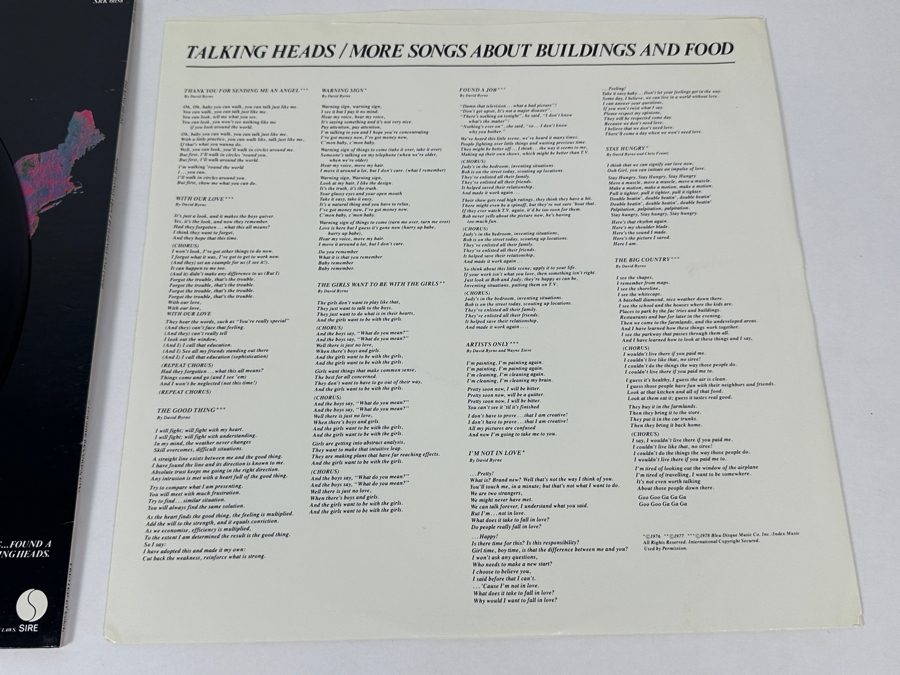 Talking Heads - More Songs About Buildings And Food SRK 6058 SIRE Records Vinyl Record 1978 [Photo 9]