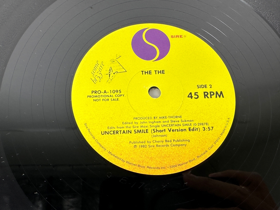 The The - Uncertain Smile PRO-A-1095 Sire Records 12' Vinyl Record 1982 Promo Copy [Photo 7]