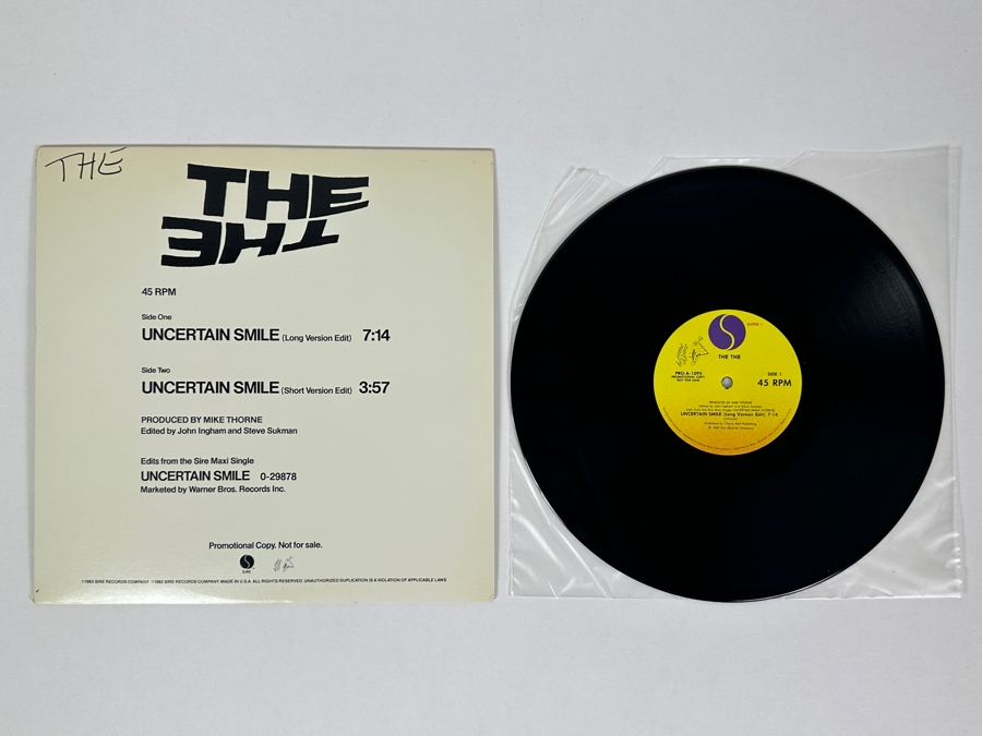The The - Uncertain Smile PRO-A-1095 Sire Records 12' Vinyl Record 1982 Promo Copy