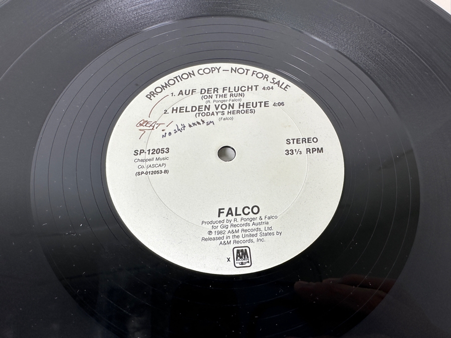 Falco - Der Kommissar SP-12053 A&M Records 12' Vinyl Record 1982 Promo Copy [Photo 5]