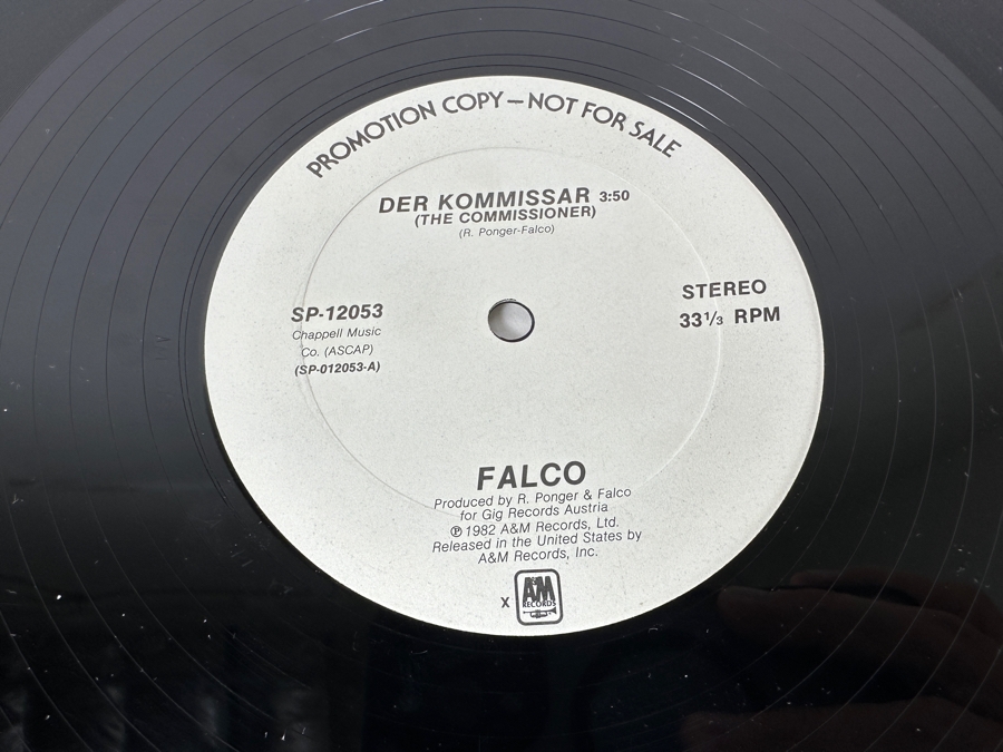 Falco - Der Kommissar SP-12053 A&M Records 12' Vinyl Record 1982 Promo Copy [Photo 3]