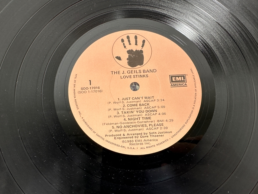 The J. Geils Band - Love Stinks SOO-17016 EMI America Records Vinyl Record 1980 Promo Copy [Photo 6]