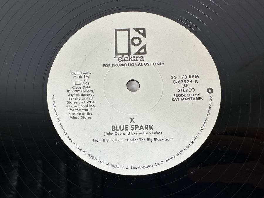 X - Blue Spark 0-67974-A Elektra Records Vinyl Record 1982 Promo Copy [Photo 3]