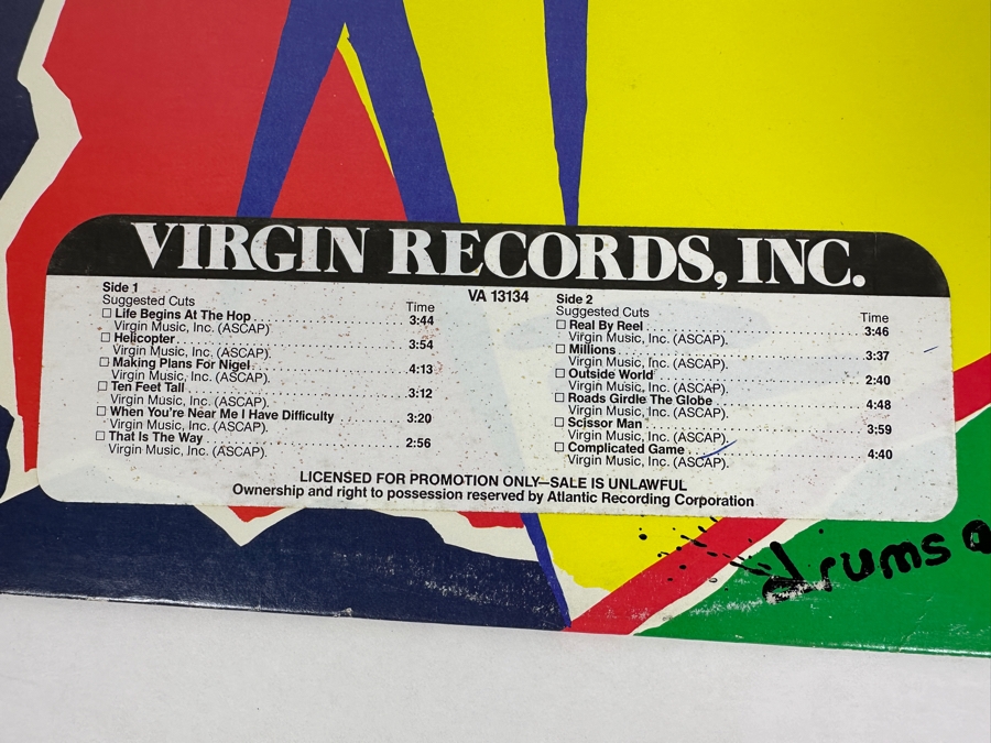 XTC - Drums And Wires VA 13134 Virgin Records Vinyl Record 1979 Promo Copy [Photo 4]