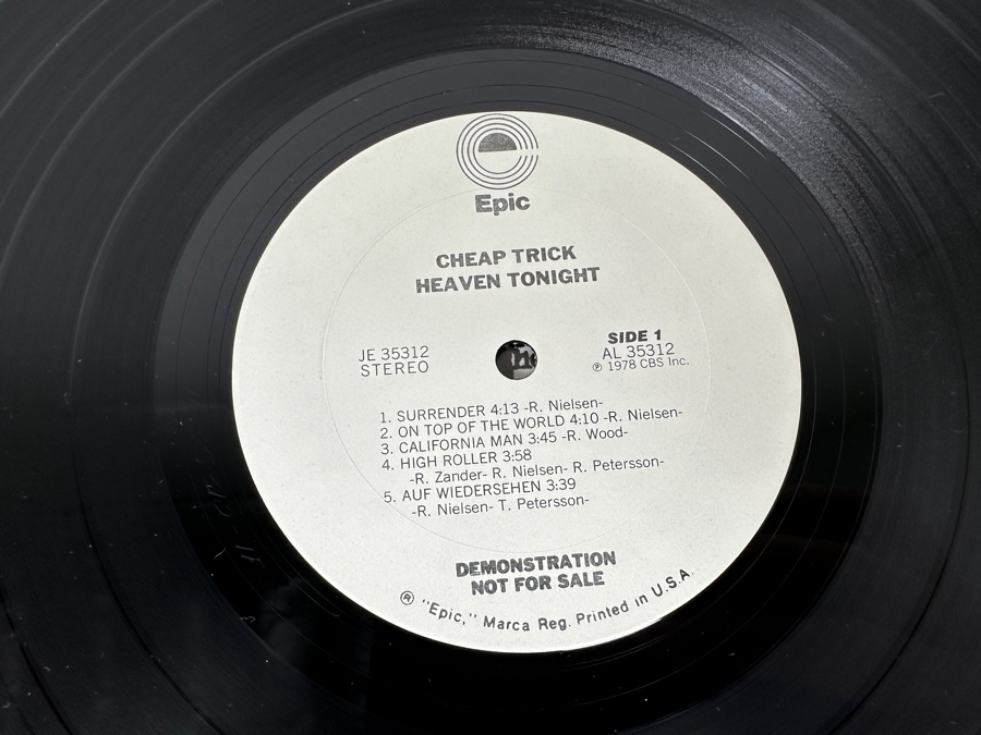 Cheap Trick - Heaven Tonight AL 35312 Epic Records Vinyl Record 1978 Promo Copy [Photo 6]