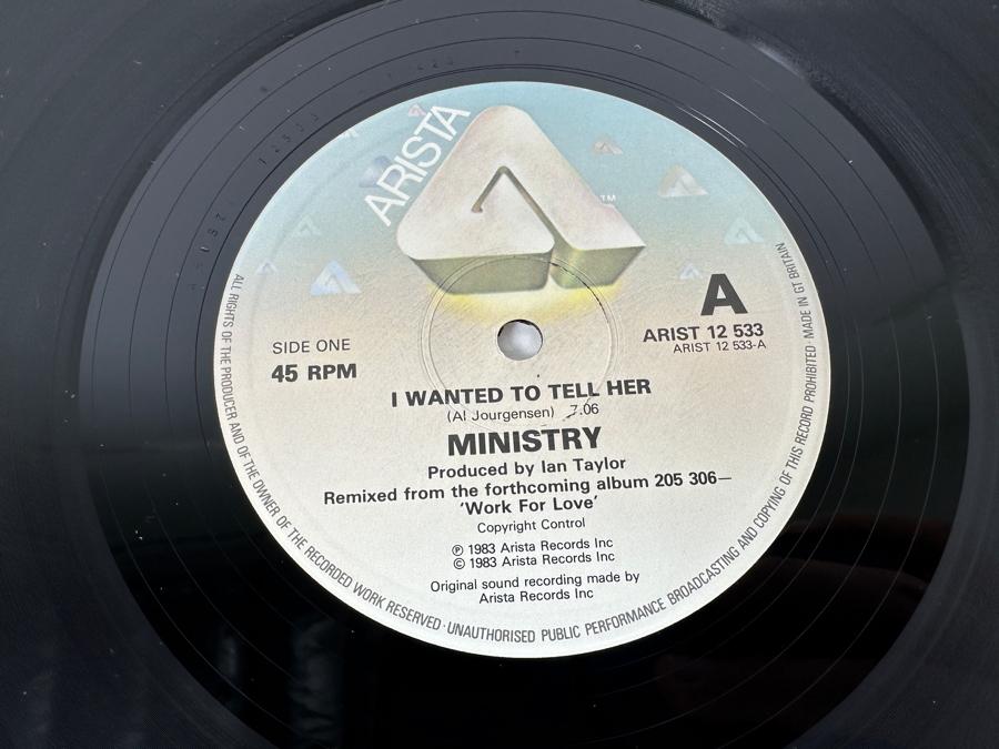 Ministry - I Wanted To Tell Her Arist 12 533 Arista Records Vinyl Record 1983 [Photo 5]