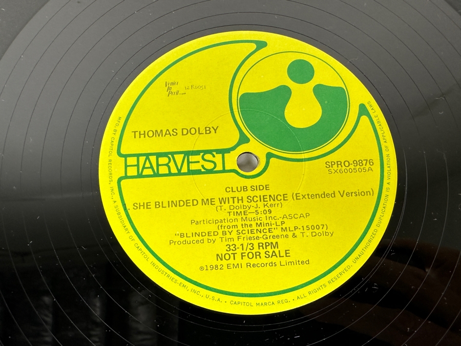 Thomas Dolby - She Blinded Me With Science SPRO-9877 Harvest Records Vinyl Record 1982 Promo Copy [Photo 7]