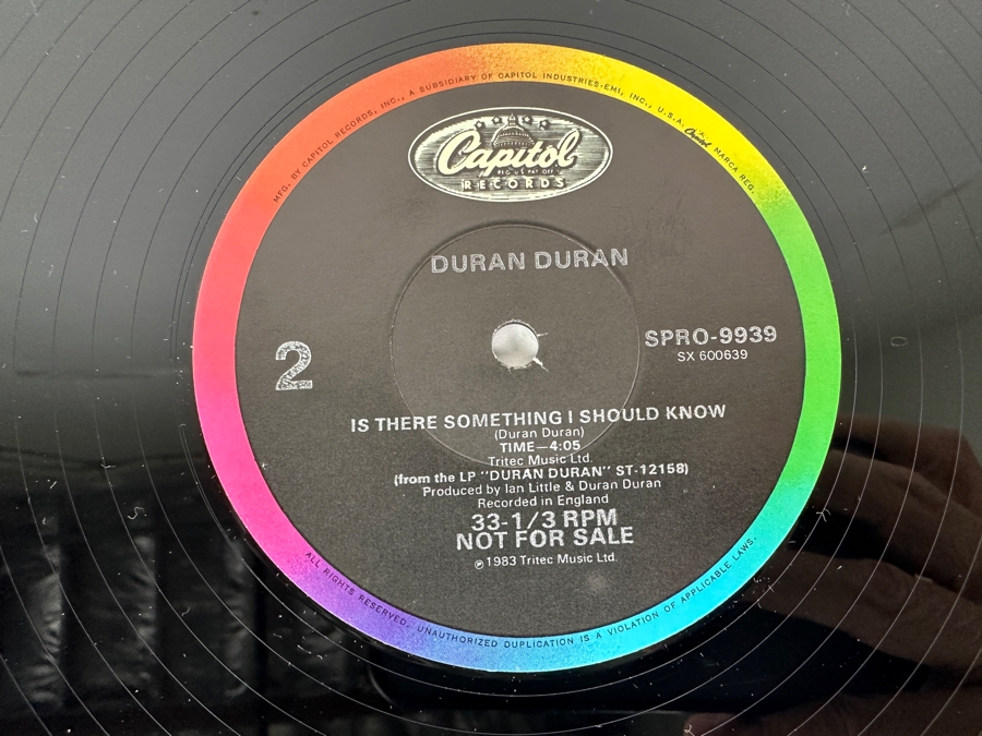 Duran Duran - Is There Something I Should Know SPRO-9939 Capital Records Vinyl Record 1983 Promo Copy [Photo 8]