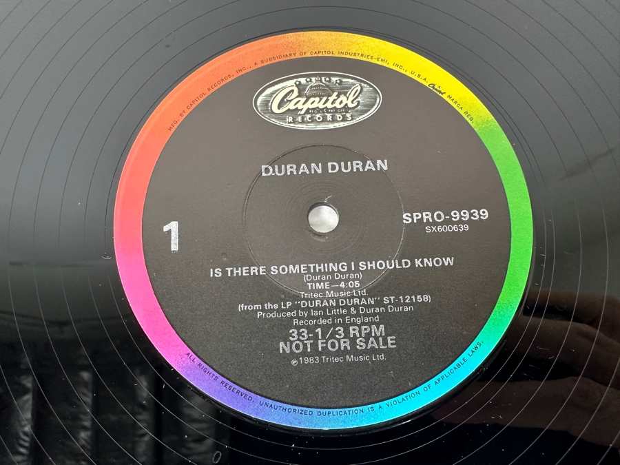 Duran Duran - Is There Something I Should Know SPRO-9939 Capital Records Vinyl Record 1983 Promo Copy [Photo 6]