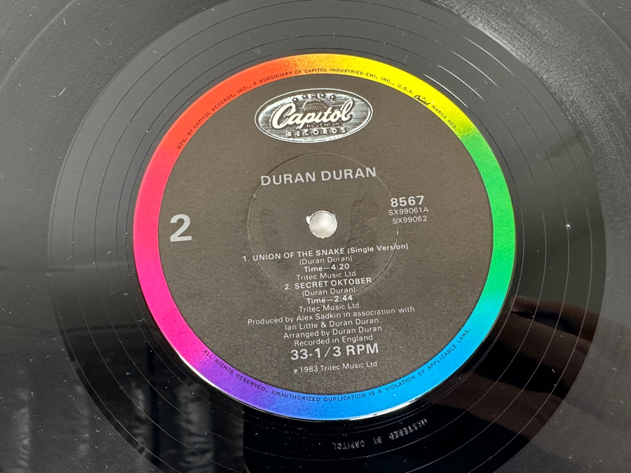 Duran Duran - Union Of The Snake 8567 Capital Records Vinyl Record 1983 Promo Copy [Photo 7]