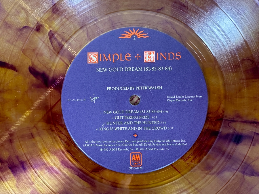 Simple Minds - New Gold Dream (81-82-84-84) SP-06-4928-A A&M Records Vinyl Record 1982 Promo Copy Limited Edition, Gold/Purple Marbled [Photo 8]