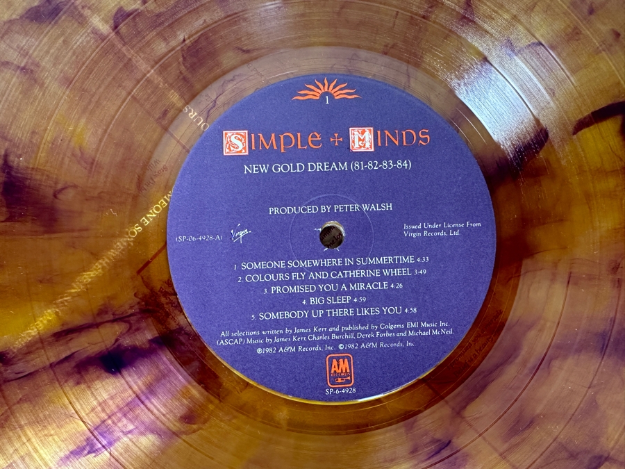 Simple Minds - New Gold Dream (81-82-84-84) SP-06-4928-A A&M Records Vinyl Record 1982 Promo Copy Limited Edition, Gold/Purple Marbled [Photo 6]